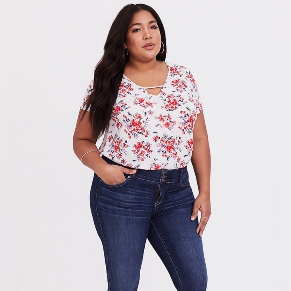 Torrid Floral Georgette Keyhole Top Size 1X